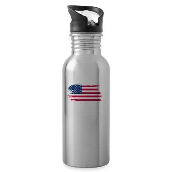 USA Flagge Geschenkidee - Trinkflasche mit integriertem Trinkhalm - Lightsilver - Rechts