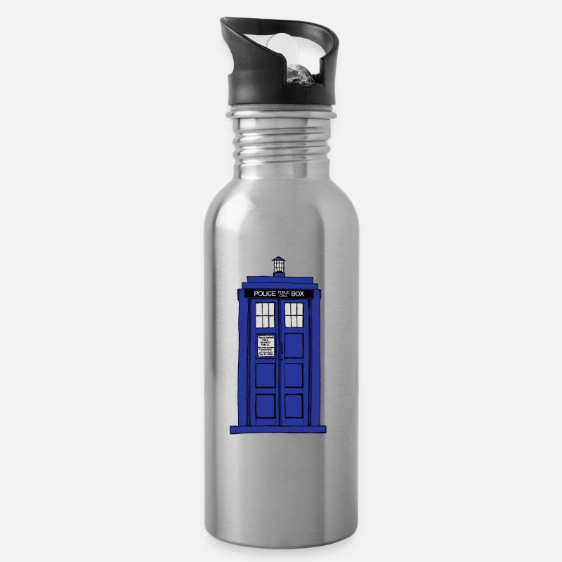Tardis Dr Who - Gourde avec paille intégrée - argent clair