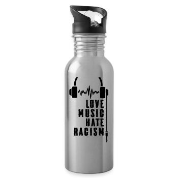 Aimer la musique, détester le racisme - Gourde avec paille intégrée - argent clair - Droite