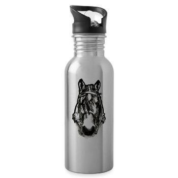 Carrosse Course chevaux Sang froid Cadeau Drôle - Gourde avec paille intégrée - argent clair - Droite