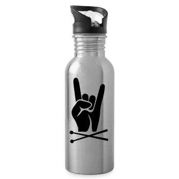 Rock and Roll Rock Music - Water bottle with straw - silver - Right