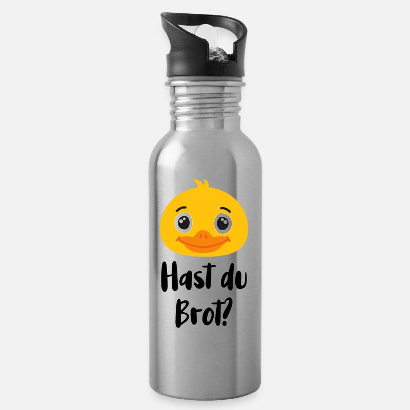 Hast du Brot? - Trinkflasche mit integriertem Trinkhalm - Lightsilver
