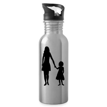 Fille Famille Maman - Gourde avec paille intégrée - argent clair - Droite