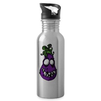 Eggplant vegetable - Water bottle with straw - silver - Right