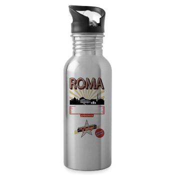 Rom Roma Italien Stadt Skyline Vintage Retro - Trinkflasche mit integriertem Trinkhalm - Lightsilver - Rechts