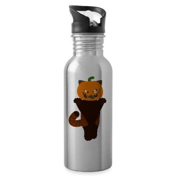 Panda roux déguisé en citrouille pour Halloween - Gourde avec paille intégrée - argent clair - Droite
