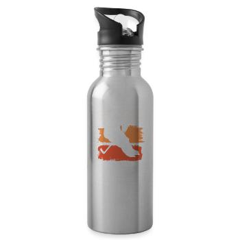 Eishockey Eishockeyspieler Spieler Vintage Retro - Trinkflasche mit integriertem Trinkhalm - Lightsilver - Rechts