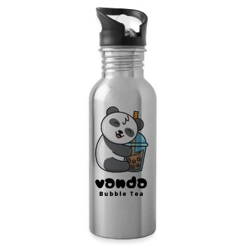 Panda et Bubble Tea - Gourde avec paille intégrée - argent clair - Droite