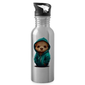 Babyotter mit Hoodie - Trinkflasche mit integriertem Trinkhalm - Lightsilver - Rechts