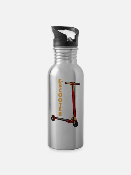 E-Scooter Roller Scooter - Trinkflasche mit integriertem Trinkhalm - Lightsilver