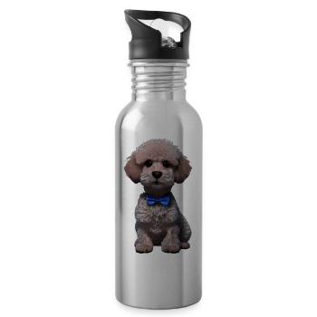 Propriétaire de chien Caniche Chien amour Caniche chiot Chien chiot - Gourde avec paille intégrée - argent clair - Droite