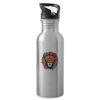 Löwe Stay Wild Löwenkopf Raubtier Bunt Kunst - Trinkflasche mit integriertem Trinkhalm - Lightsilver - Rechts