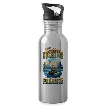 Pêche Pêche Pêche Poisson Carpe Pêche en plein air - Gourde avec paille intégrée - argent clair - Droite