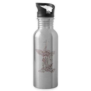 michael archangel saint christian angels saint snk - Water bottle with straw - silver - Right