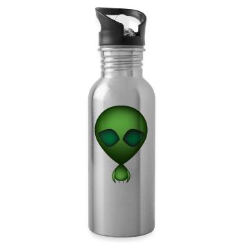 Alien Vert Je suis Extra - Gourde avec paille intégrée - argent clair - Droite