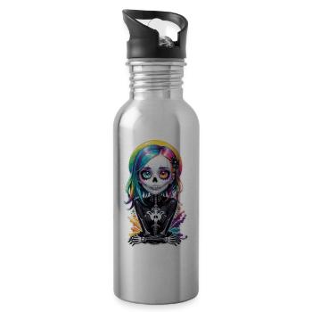 Halloween - Rock & Rainbow - Water bottle with straw - silver - Right