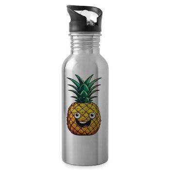 Ananas ananas joyeux - Gourde avec paille intégrée - argent clair - Droite