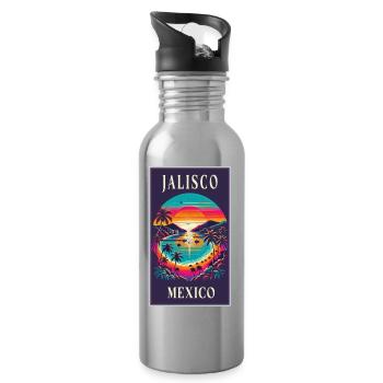 Motif de palmier Jalisco Mexico - Gourde avec paille intégrée - argent clair - Droite