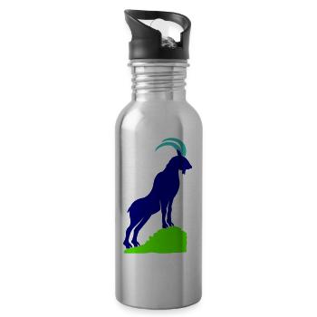 steinbock 02 - Trinkflasche mit integriertem Trinkhalm - Lightsilver - Rechts