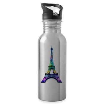 Eiffel tower #23 - Water bottle with straw - silver - Right