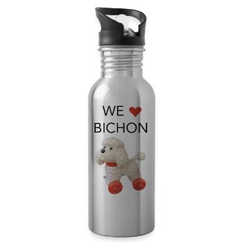 Wir lieben Bichon - Trinkflasche mit integriertem Trinkhalm - Lightsilver - Rechts