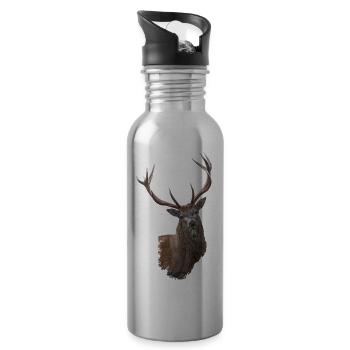Hirsch - Trinkflasche mit integriertem Trinkhalm - Lightsilver - Rechts