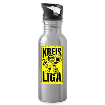 Kreisliga Fussball Affe - Trinkflasche mit integriertem Trinkhalm - Lightsilver - Rechts
