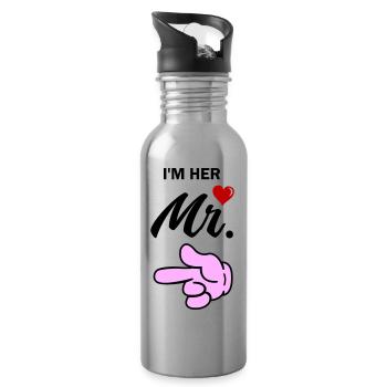 im her mr - Trinkflasche mit integriertem Trinkhalm - Lightsilver - Rechts