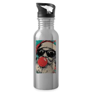 Père Noël Portrait Noël Drôle - Gourde avec paille intégrée - argent clair - Droite