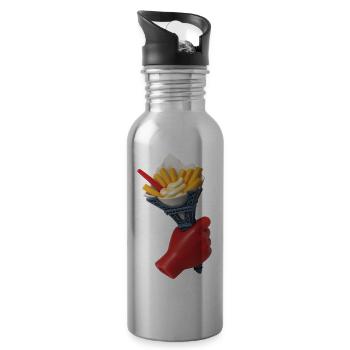 BELGIAN FRIES #1 - Belgium - Water bottle with straw - silver - Right