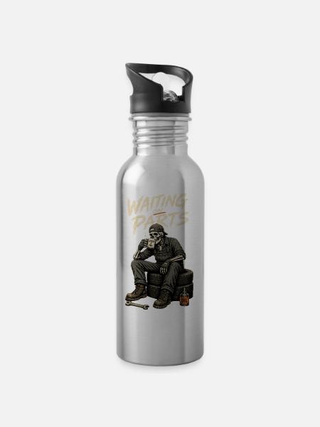 KfZ Mechaniker, Mechatroniker, Automechaniker - Trinkflasche mit integriertem Trinkhalm - Lightsilver