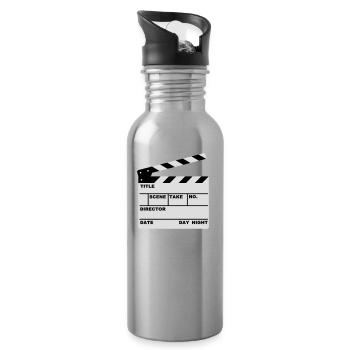 clap de film - Gourde avec paille intégrée - argent clair - Droite