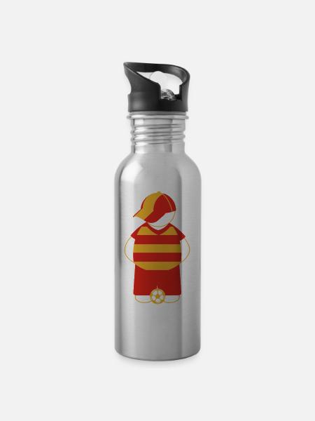 Supporter Lens floqué - Gourde avec paille intégrée - argent clair