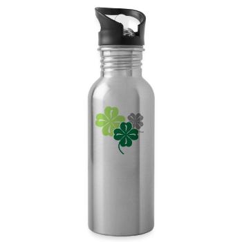 Glücks Kleeblatt - Geschenk zum Geburtstag - Trinkflasche mit integriertem Trinkhalm - Lightsilver - Rechts
