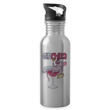 Ginchilla Souris ivre dans le verre de martini - Gourde avec paille intégrée - argent clair - Droite