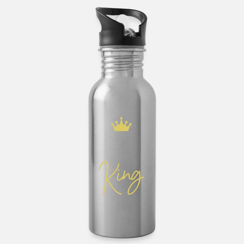 Birthday King - Water bottle with straw - silver