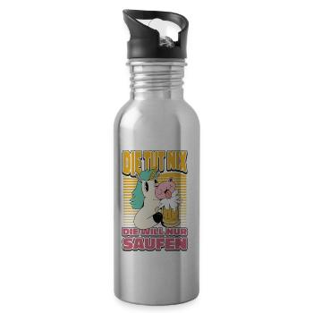 Einhorn Bier Saufen Alkohol Trinken - Witziges - Trinkflasche mit integriertem Trinkhalm - Lightsilver - Rechts