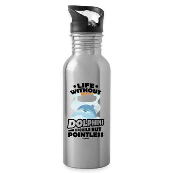 Delfin - Trinkflasche mit integriertem Trinkhalm - Lightsilver - Rechts