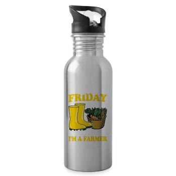 Farmer Tractor Farming Quota for Farmers - Water bottle with straw - silver - Right