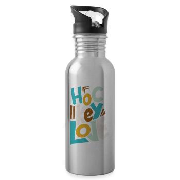 Hockey love Field Hockey Girl - Water bottle with straw - silver - Right