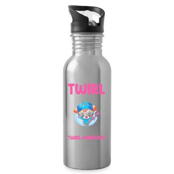 Stabdänzerin Design für Majorette - Trinkflasche mit integriertem Trinkhalm - Lightsilver - Rechts