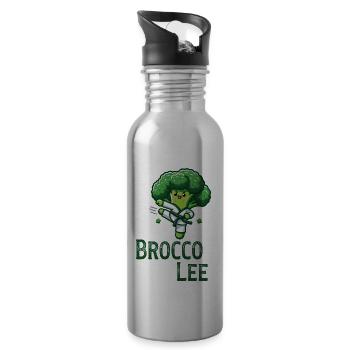 Brokkoli Kampfkunstmeister Brocco Lee - Trinkflasche mit integriertem Trinkhalm - Lightsilver - Rechts