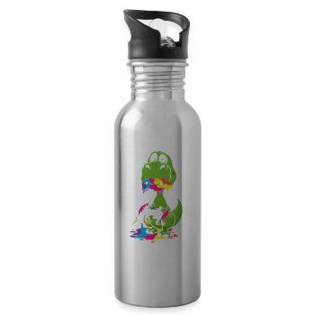 Le dernier dinosaure licorne quoi ? Licorne mangeuse de dinosaures - Gourde avec paille intégrée - argent clair - Droite