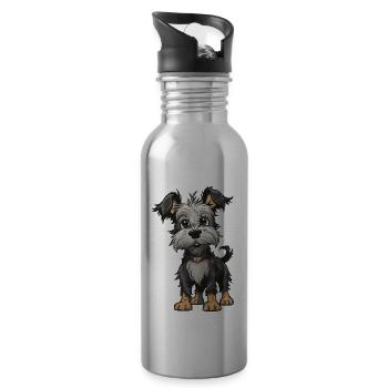 Yorkshire Terrier Hund Tier - Trinkflasche mit integriertem Trinkhalm - Lightsilver - Rechts