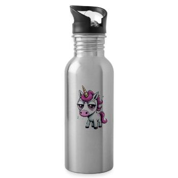 Did I Roll My Eyes Loud Einhorn Unicorn - Trinkflasche mit integriertem Trinkhalm - Lightsilver - Rechts
