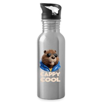 Stilvolle Biber tragen Sonnenbrillen Spaß - Trinkflasche mit integriertem Trinkhalm - Lightsilver - Rechts