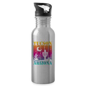 Tucson Arizona - Water bottle with straw - silver - Right