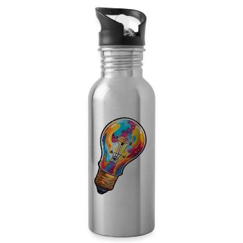 Bulb / Bulb / Brightness / Light - Water bottle with straw - silver - Right