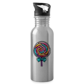 Lollipop / Lollipop / Candy / Lick / Cute - Water bottle with straw - silver - Right