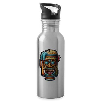 Mayan / Hochkultur / Peru / Maya Kalender / Motiv - Trinkflasche mit integriertem Trinkhalm - Lightsilver - Rechts
